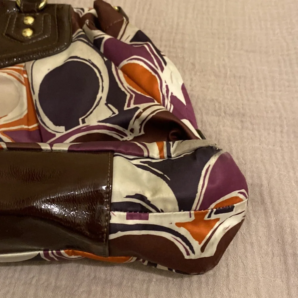 Coach Purple and Brown Ashley Signature Shoulder Bag. No. F1257-F20113